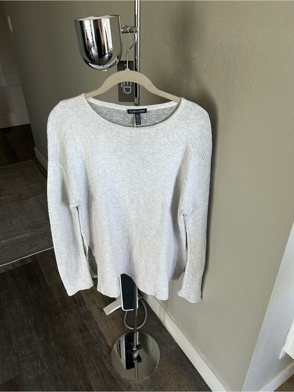 Eileen Fisher Heather Gray Lightweight Crew Neck Top